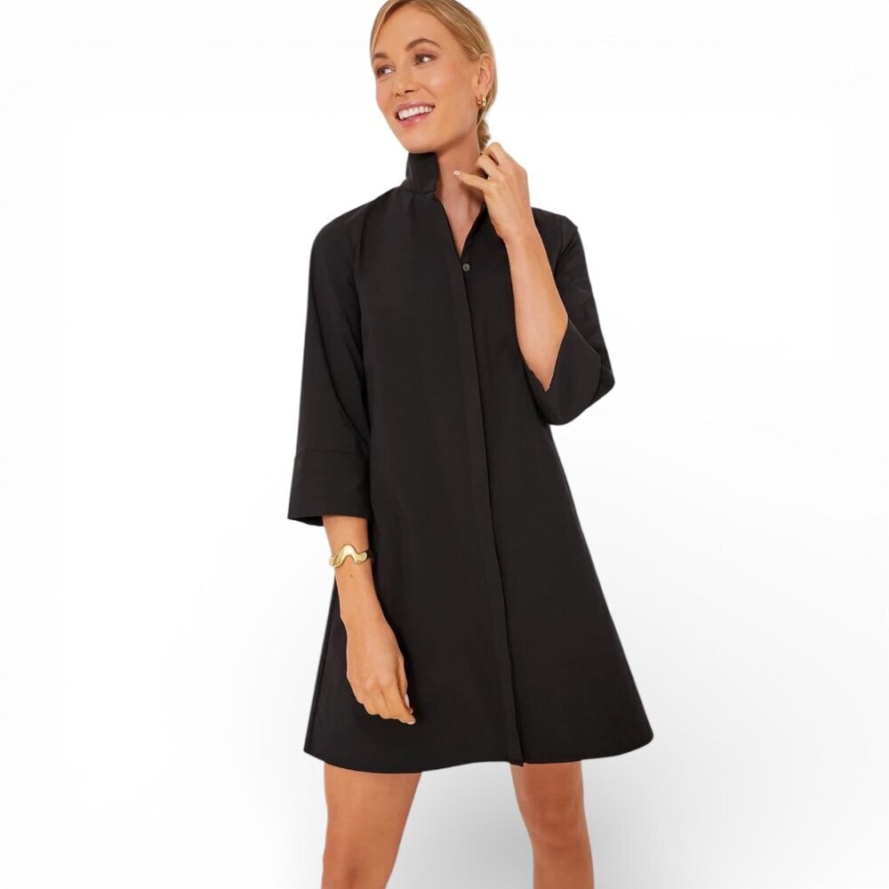 Tuckernuck Charlie Black Shirt Dress Stand Collar XL